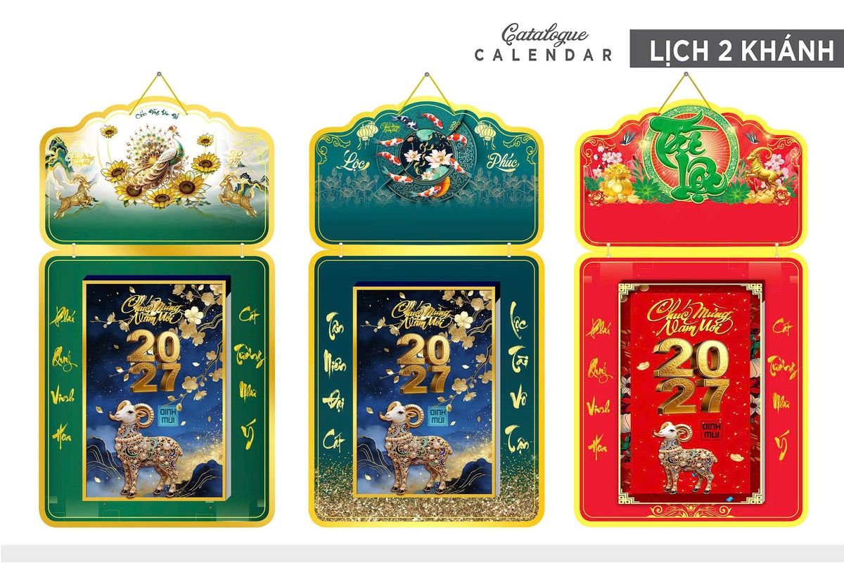 Lịch Khánh Gỗ Lamina 2 Đầu 2027 LM2D_026 - Quà Tặng Gia Dụng