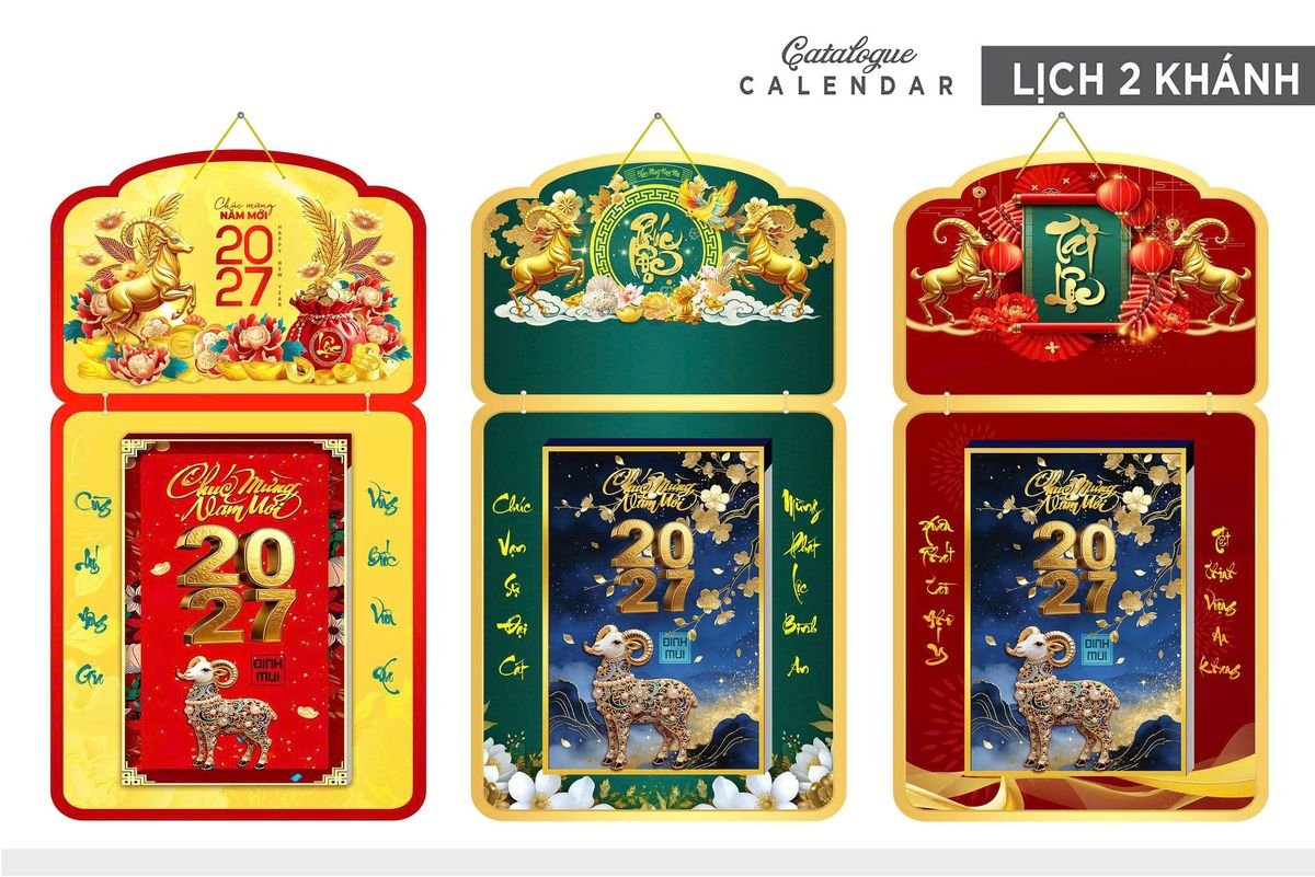 Lịch Khánh Gỗ Lamina 2 Đầu 2027 LM2D_028 - Quà Tặng Gia Dụng
