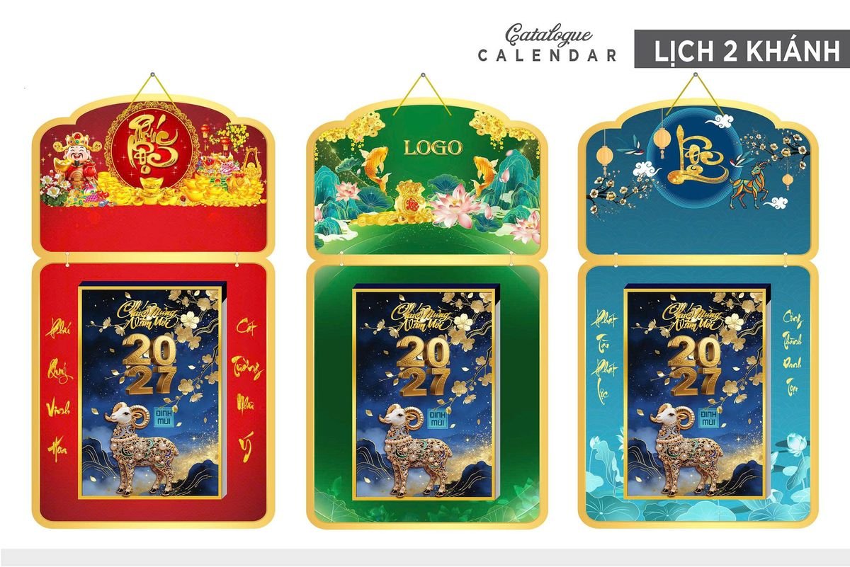 Lịch Khánh Gỗ Lamina 2 Đầu 2027 LM2D_030 - Quà Tặng Gia Dụng