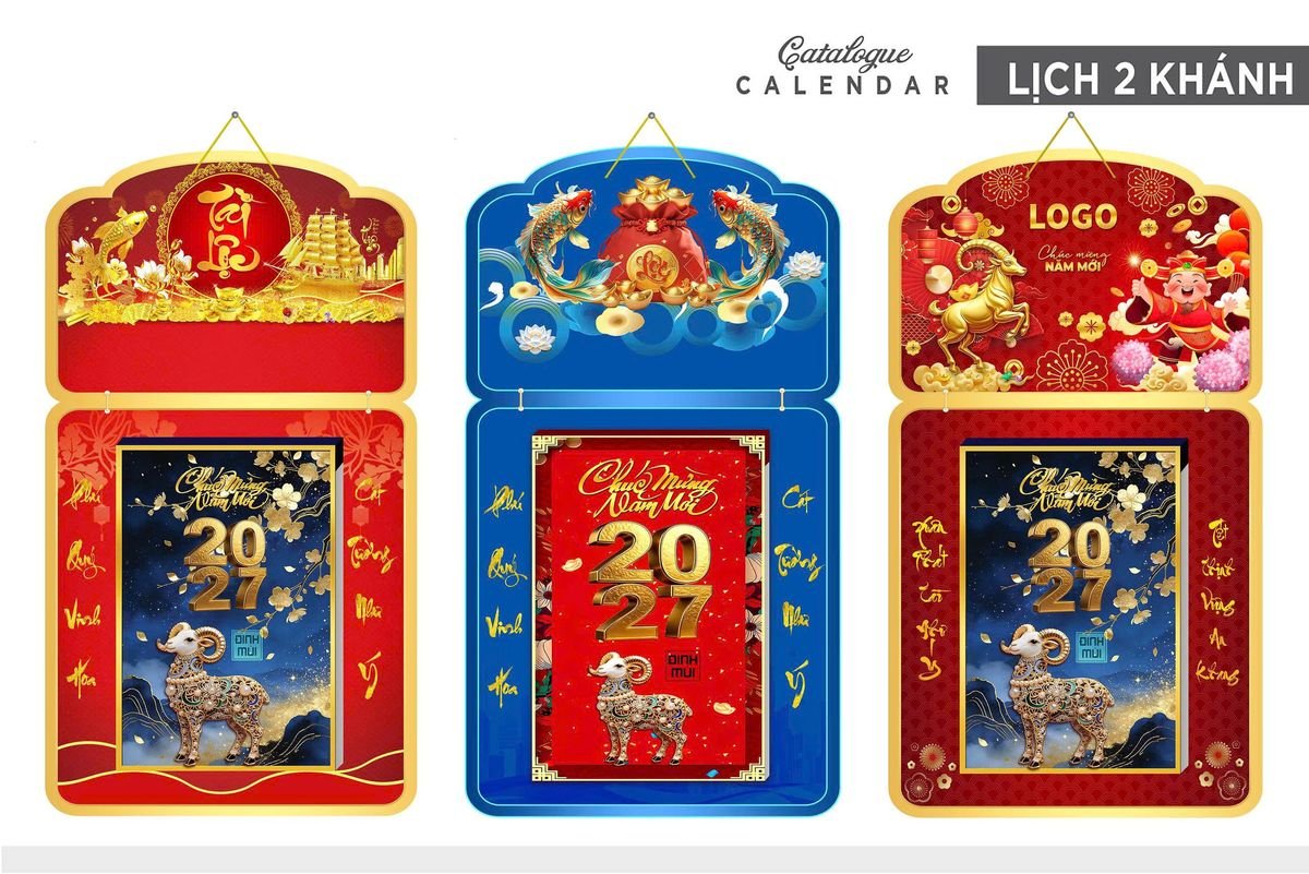 Lịch Khánh Gỗ Lamina 2 Đầu 2027 LM2D_032 - Quà Tặng Gia Dụng