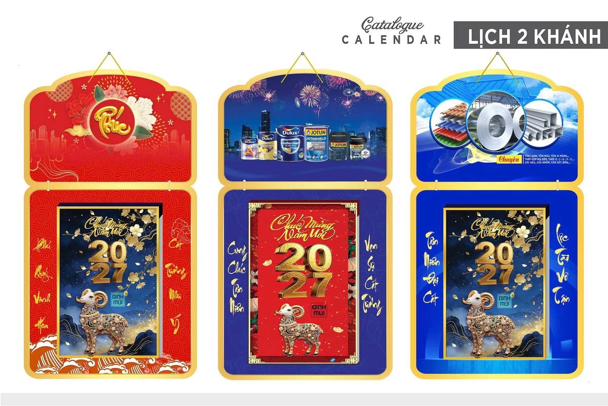 Lịch Khánh Gỗ Lamina 2 Đầu 2027 LM2D_035 - Quà Tặng Gia Dụng