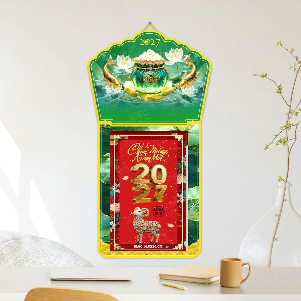 Lịch Khánh Gỗ Lamina 2 Đầu 2027 LM2D_038 - Quà Tặng Gia Dụng