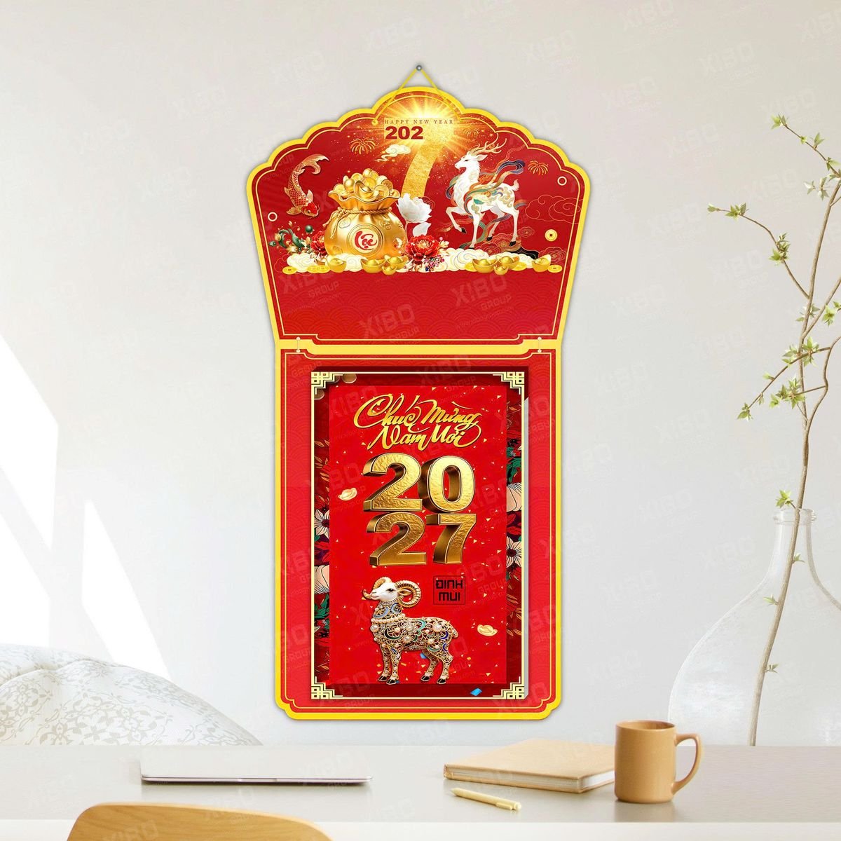 Lịch Khánh Gỗ Lamina 2 Đầu 2027 LM2D_041 - Quà Tặng Gia Dụng