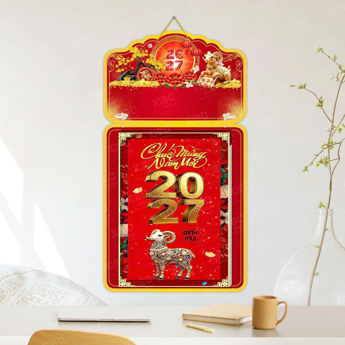 Lịch Khánh Gỗ Lamina 2 Đầu 2027 LM2D_044 - Quà Tặng Gia Dụng
