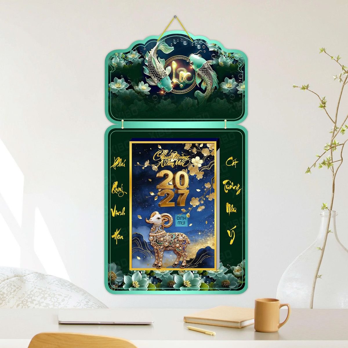 Lịch Khánh Gỗ Lamina 2 Đầu 2027 LM2D_045 - Quà Tặng Gia Dụng