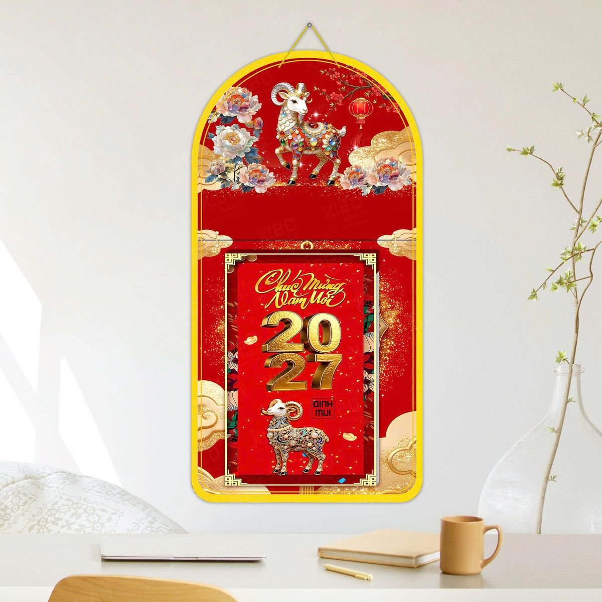 Lịch Khánh Gỗ Lamina 2 Đầu 2027 LM2D_048 - Quà Tặng Gia Dụng