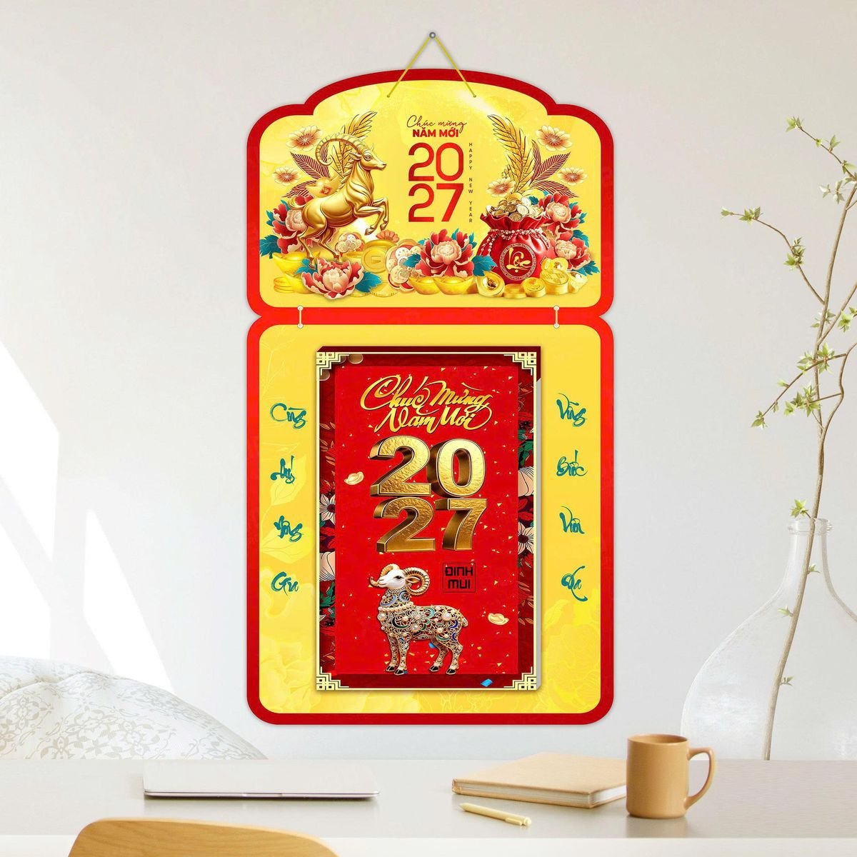 Lịch Khánh Gỗ Lamina 2 Đầu 2027 LM2D_054 - Quà Tặng Gia Dụng