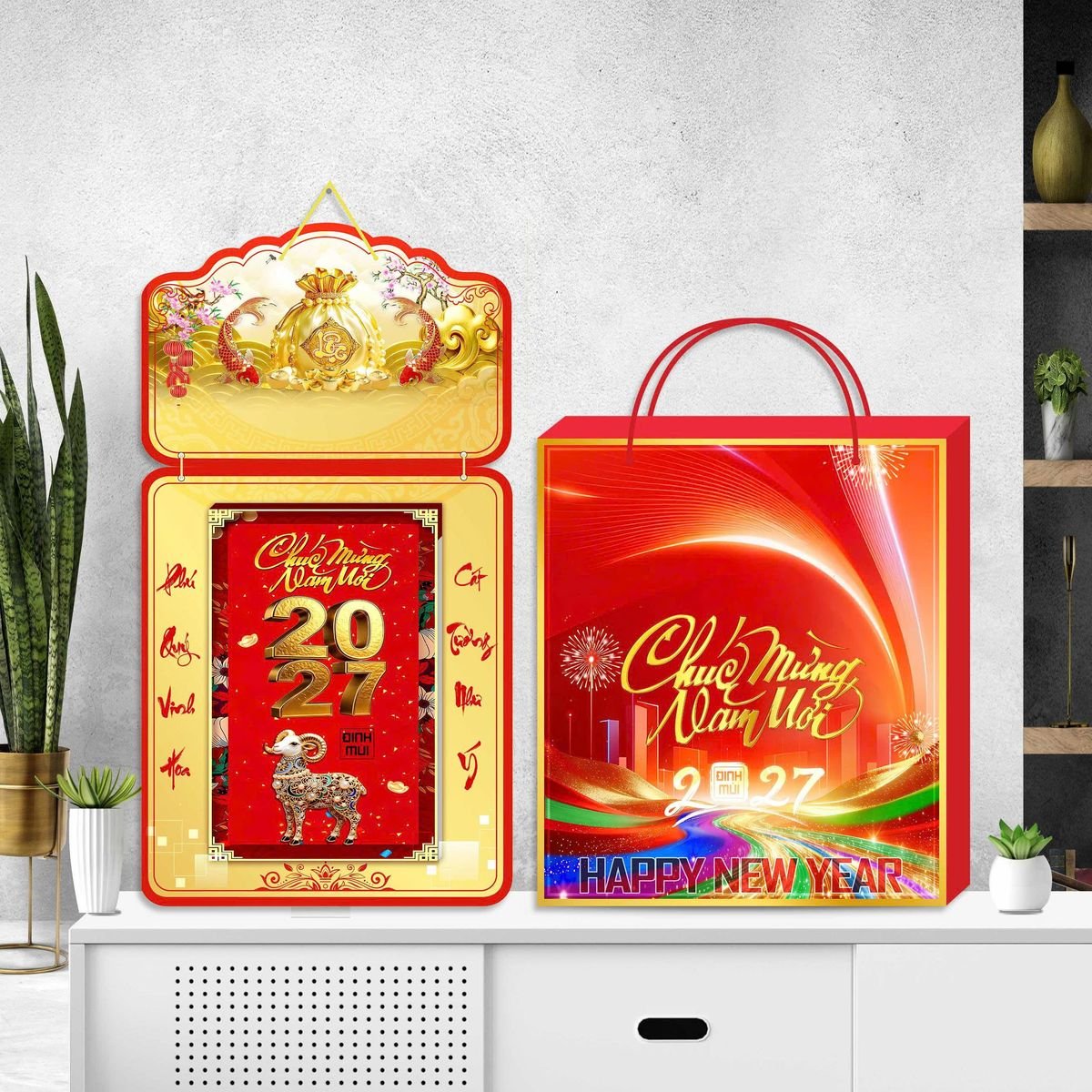 Lịch Khánh Gỗ Lamina 2 Đầu 2027 LM2D_057 - Quà Tặng Gia Dụng