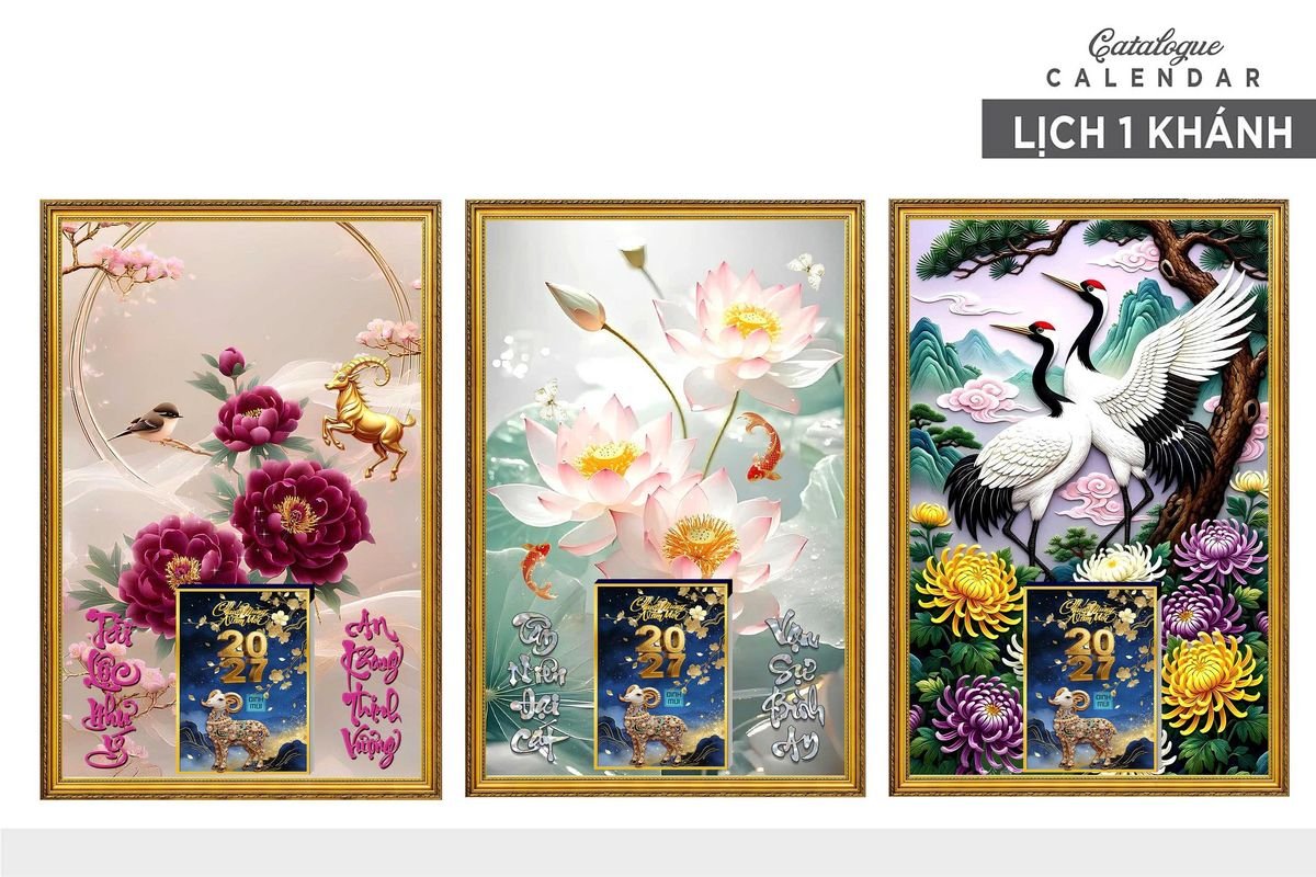 Lịch Gỗ Lamina Cao Cấp 40x60cm 2027 LM406_013 - Quà Tặng Gia Dụng