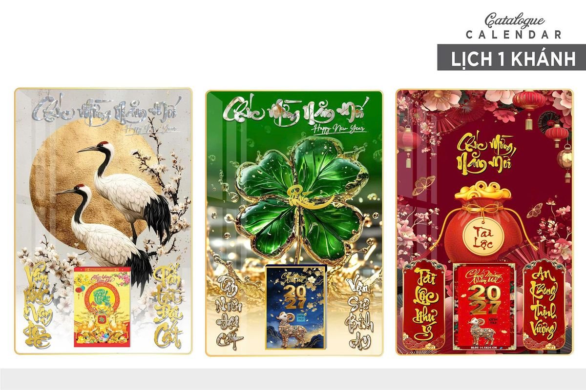 Lịch Gỗ Lamina Cao Cấp 40x60cm 2027 LM406_018 - Quà Tặng Gia Dụng