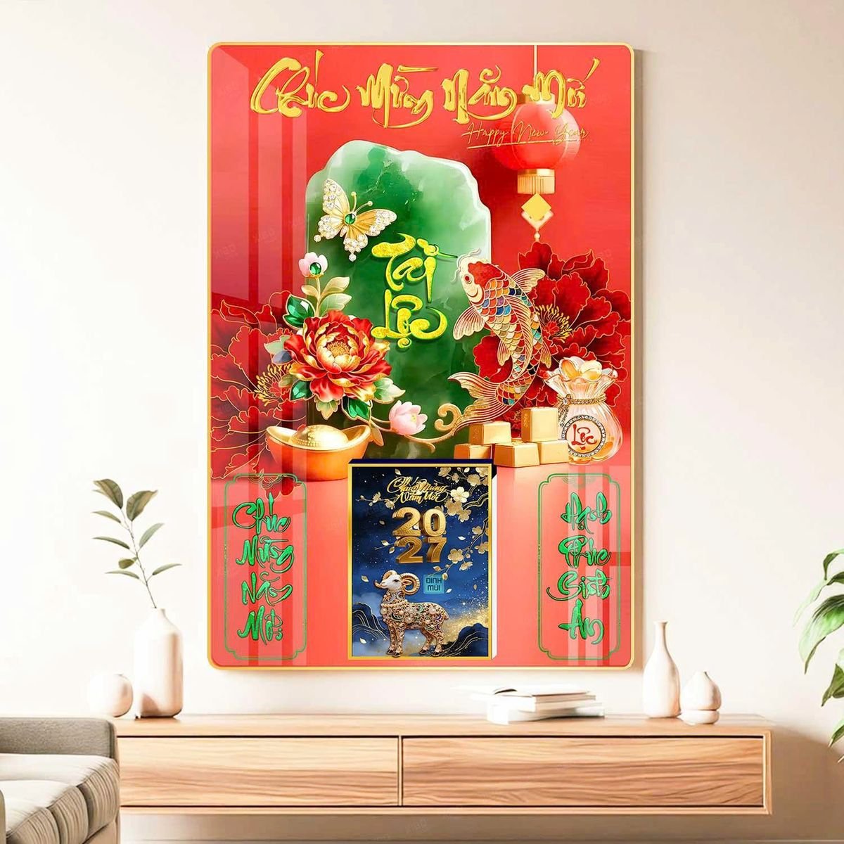 Lịch Gỗ Lamina Cao Cấp 40x60cm 2027 LM406_047 - Quà Tặng Gia Dụng