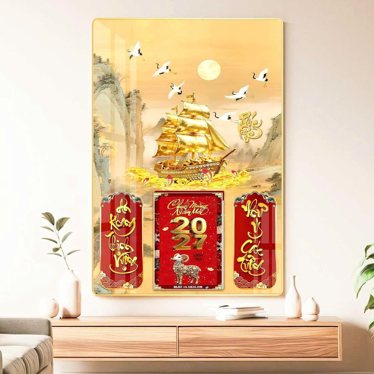Lịch Gỗ Lamina Cao Cấp 40x60cm 2027 LM406_049 - Quà Tặng Gia Dụng