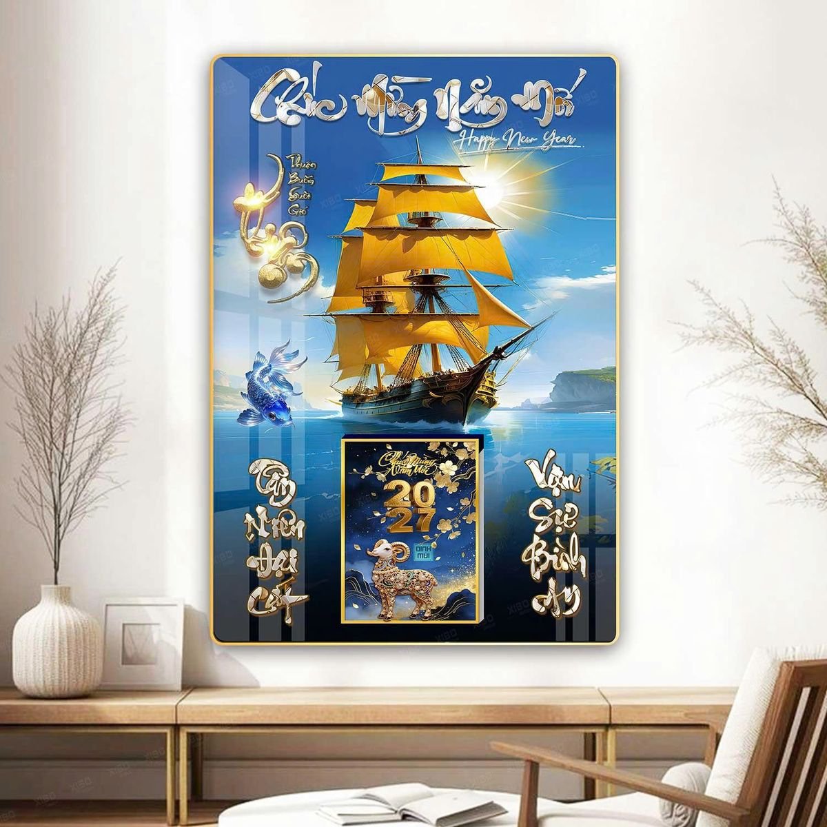 Lịch Gỗ Lamina Cao Cấp 40x60cm 2027 LM406_064 - Quà Tặng Gia Dụng