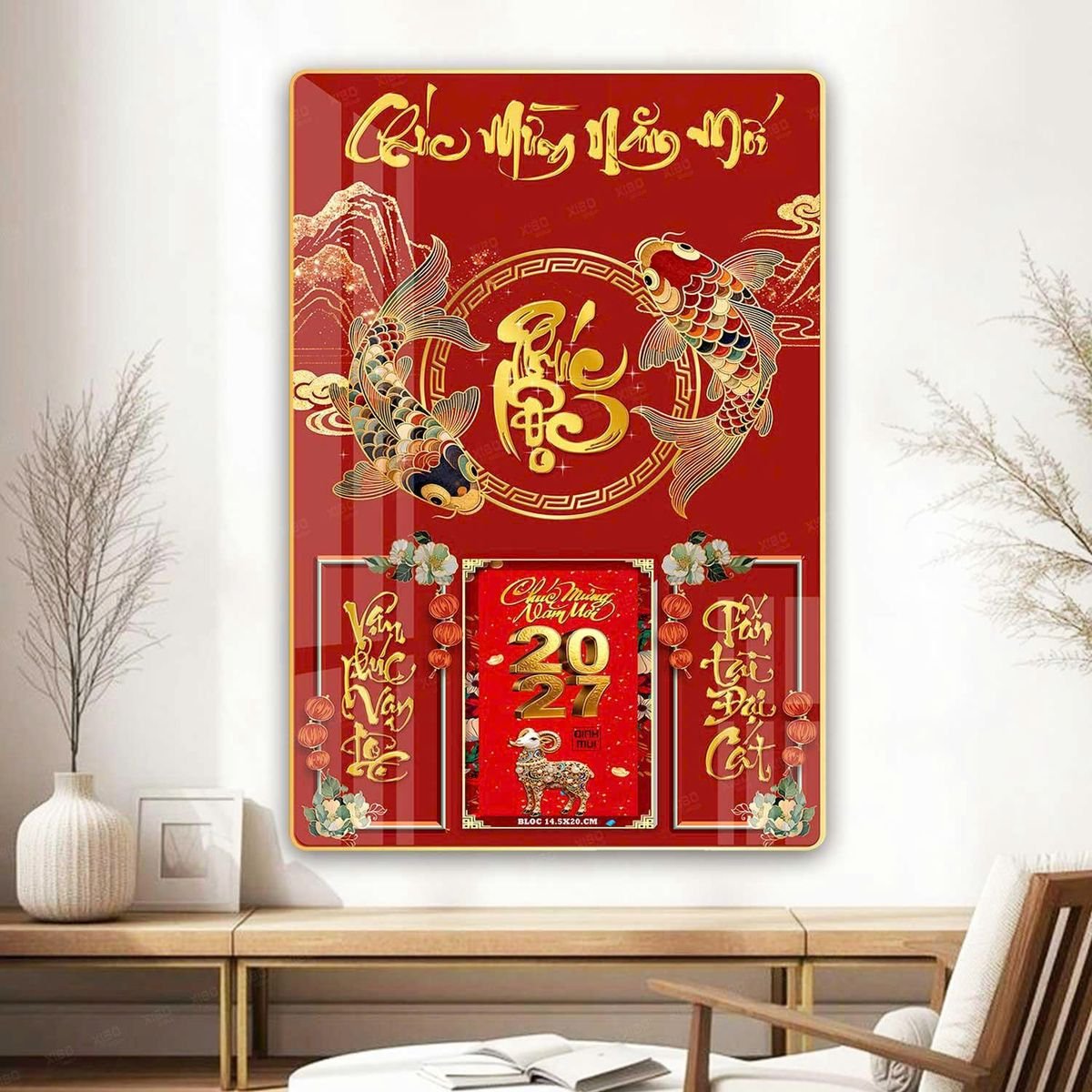 Lịch Gỗ Lamina Cao Cấp 40x60cm 2027 LM406_065 - Quà Tặng Gia Dụng