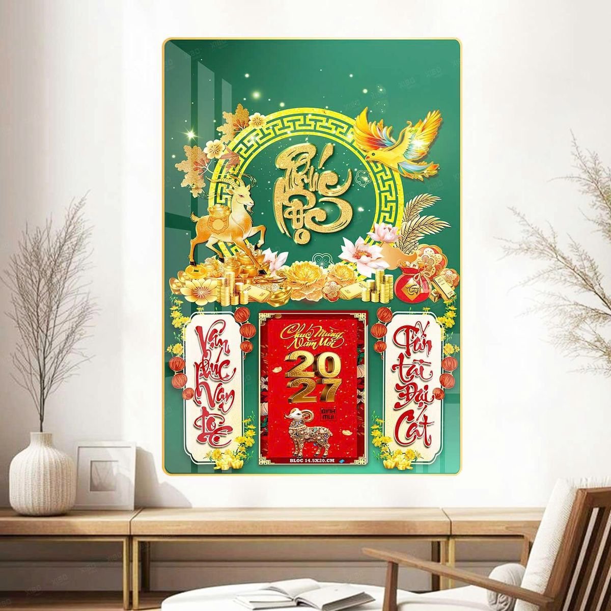 Lịch Gỗ Lamina Cao Cấp 40x60cm 2027 LM406_066 - Quà Tặng Gia Dụng