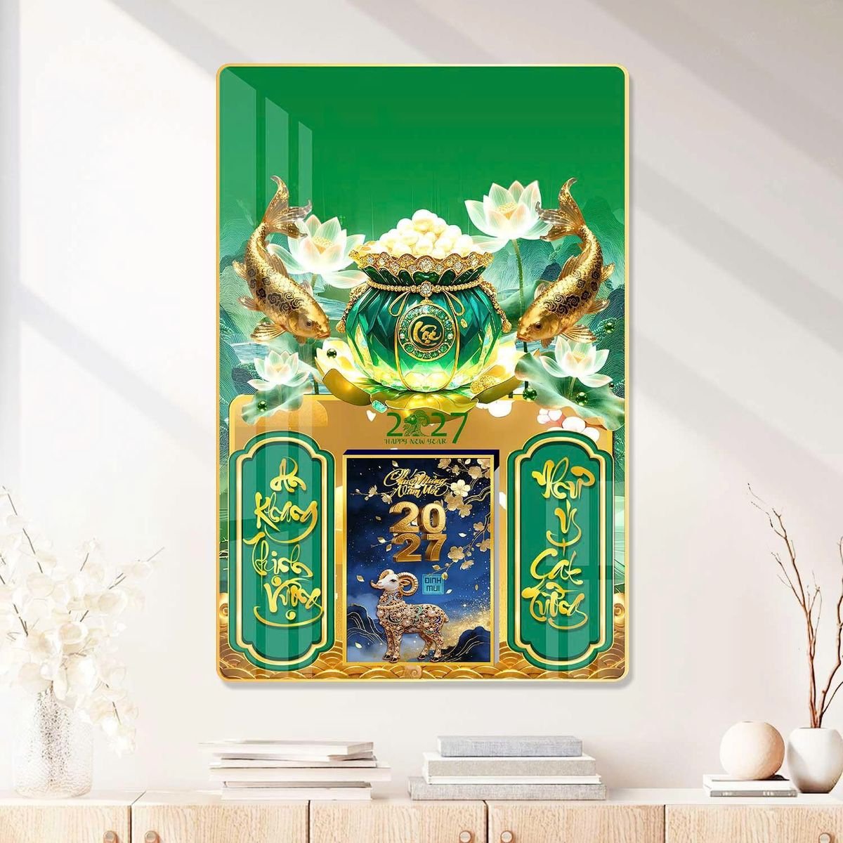 Lịch Gỗ Lamina Cao Cấp 40x60cm 2027 LM406_080 - Quà Tặng Gia Dụng