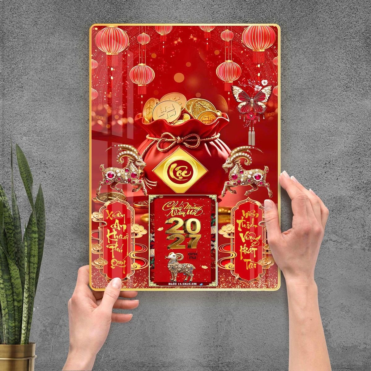 Lịch Gỗ Lamina Cao Cấp 40x60cm 2027 LM406_097 - Quà Tặng Gia Dụng