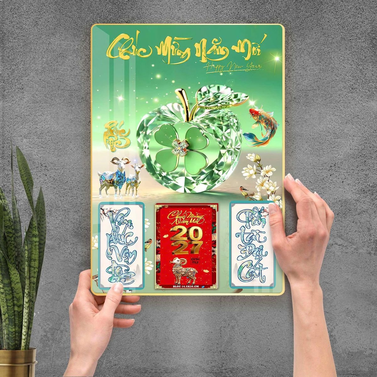 Lịch Gỗ Lamina Cao Cấp 40x60cm 2027 LM406_098 - Quà Tặng Gia Dụng