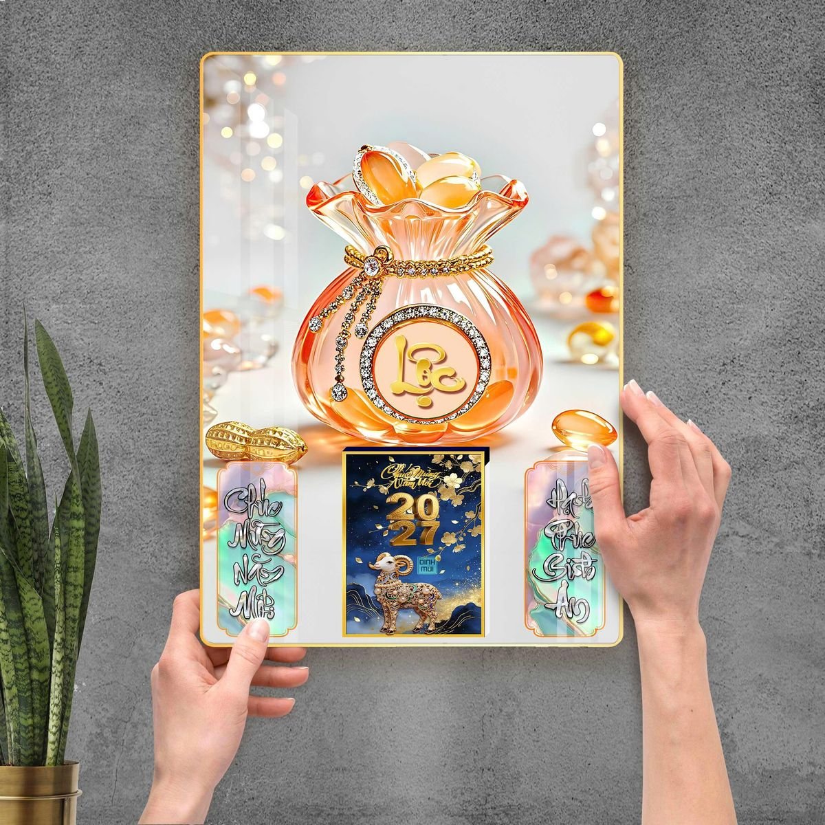 Lịch Gỗ Lamina Cao Cấp 40x60cm 2027 LM406_100 - Quà Tặng Gia Dụng