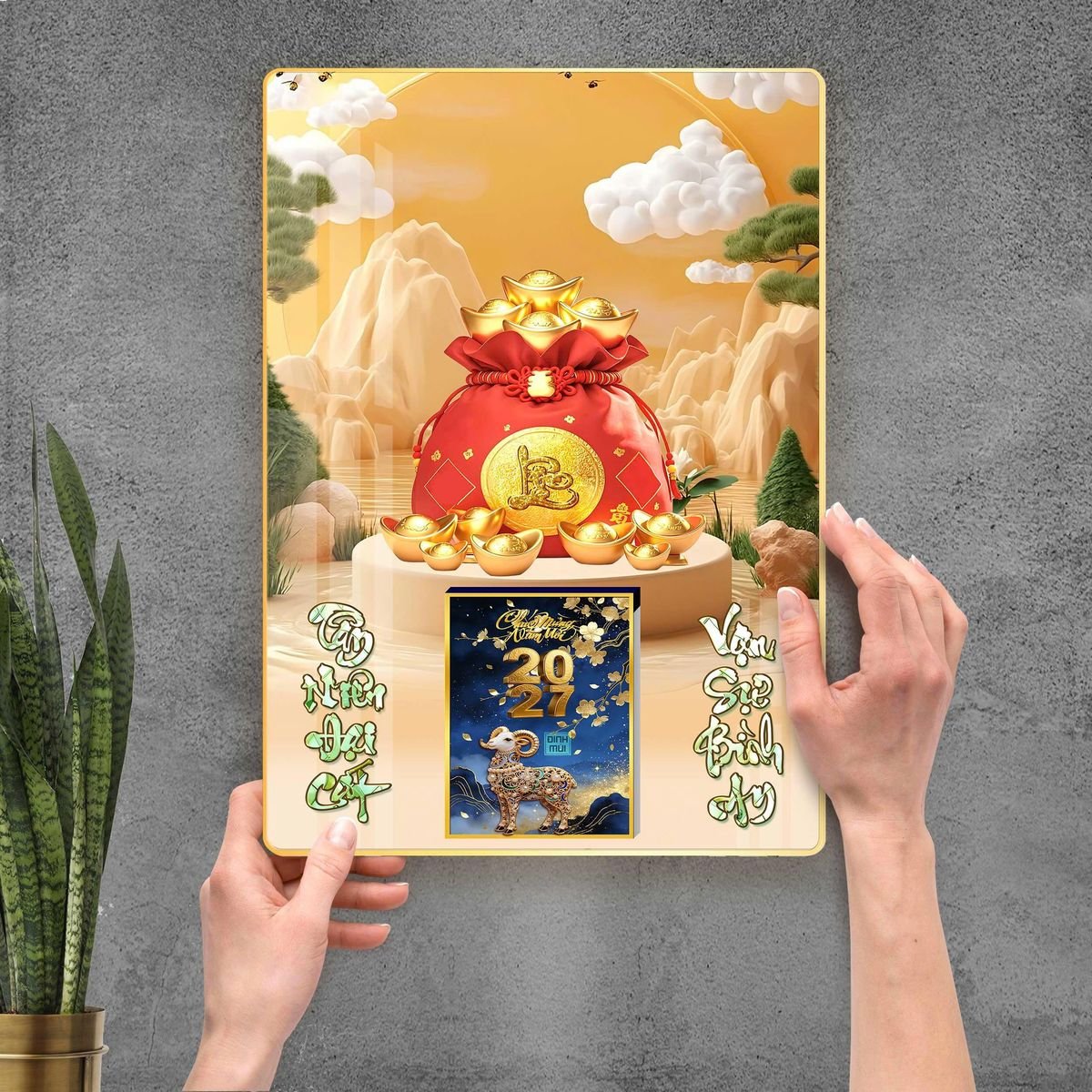 Lịch Gỗ Lamina Cao Cấp 40x60cm 2027 LM406_112 - Quà Tặng Gia Dụng