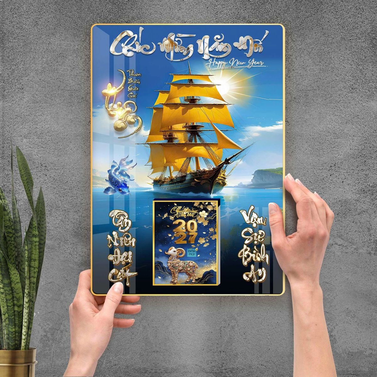 Lịch Gỗ Lamina Cao Cấp 40x60cm 2027 LM406_113 - Quà Tặng Gia Dụng