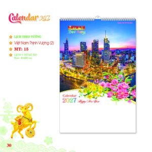 Lịch Treo Tường Lò Xo 2027 MT Mẫu MT15 (40 x 60cm) Quà Tết Gia Đình Sum Vầy Ý Nghĩa in logo doanh nghiệp quà tặng Tết tại Quà Tặng Gia Dụng VN
