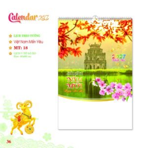 Lịch Treo Tường Lò Xo 2027 MT Mẫu MT18 (40 x 60cm) Quà Tết Gia Đình Sum Vầy Ý Nghĩa in logo doanh nghiệp quà tặng Tết tại Quà Tặng Gia Dụng VN