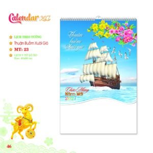 Lịch Treo Tường Lò Xo 2027 MT Mẫu MT23 - Thuận Buồm Xuôi Gió (40 x 60cm) Quà Tết Gia Đình Sum Vầy Ý Nghĩa in logo doanh nghiệp quà tặng Tết tại Quà Tặng Gia Dụng VN