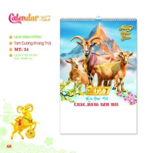 Lịch Treo Tường Lò Xo 2027 MT Mẫu MT34 (40 x 60cm) Quà Tết Gia Đình Sum Vầy Ý Nghĩa in logo doanh nghiệp quà tặng Tết tại Quà Tặng Gia Dụng VN