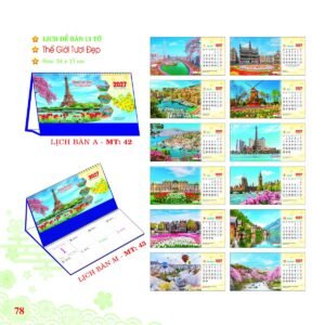 Lịch Để Bàn 2027 MT Mẫu MT42 (24 x 17cm) Quà Tết Gia Đình Sum Vầy Ý Nghĩa in logo doanh nghiệp quà tặng Tết tại Quà Tặng Gia Dụng VN