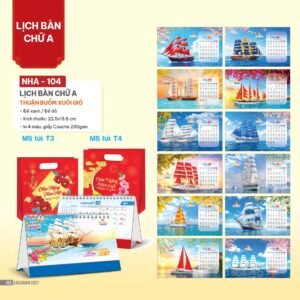 Lịch Bàn Chữ A 2027 NHA Mẫu NHA104 - Thuận Buồm Xuôi Gió (17 x 19 cm) Quà Tết Gia Đình Sum Vầy Ý Nghĩa in logo doanh nghiệp quà tặng Tết tại Quà Tặng Gia Dụng VN