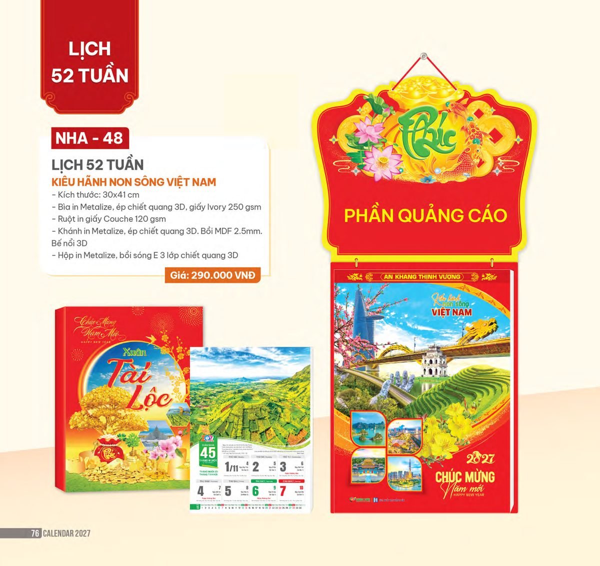Lịch 52 Tuần 2027 NHA Mẫu NHA48 (30 x 41cm) Quà Tết Gia Đình Sum Vầy Ý Nghĩa Lịch 52 Tuần 2027 NHA Mẫu NHA48 (30 x 41cm) Quà Tết Gia Đình Sum Vầy Ý Nghĩa in logo doanh nghiệp quà tặng Tết tại Quà Tặng Gia Dụng VN