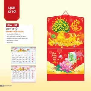 Lịch Bìa Treo 2027 NHA Mẫu NHA52 (37 x 68cm) Quà Tết Gia Đình Sum Vầy Ý Nghĩa in logo doanh nghiệp quà tặng Tết tại Quà Tặng Gia Dụng VN