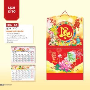 Lịch Bìa Treo 2027 NHA Mẫu NHA54 (37 x 68cm) Quà Tết Gia Đình Sum Vầy Ý Nghĩa in logo doanh nghiệp quà tặng Tết tại Quà Tặng Gia Dụng VN