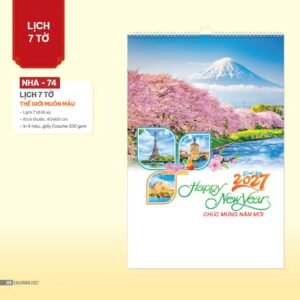 Lịch Treo Tường Lò Xo 2027 NHA Mẫu NHA74 - Thế Giới Muôn Màu (40 x 60cm) Quà Tết Gia Đình Sum Vầy Ý Nghĩa in logo doanh nghiệp quà tặng Tết tại Quà Tặng Gia Dụng VN