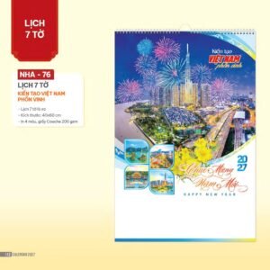 Lịch Treo Tường Lò Xo 2027 NHA Mẫu NHA76 (40 x 60cm) Quà Tết Gia Đình Sum Vầy Ý Nghĩa in logo doanh nghiệp quà tặng Tết tại Quà Tặng Gia Dụng VN