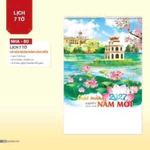 Lịch Treo Tường Lò Xo 2027 NHA Mẫu NHA80 (40 x 60cm) Quà Tết Gia Đình Sum Vầy Ý Nghĩa in logo doanh nghiệp quà tặng Tết tại Quà Tặng Gia Dụng VN