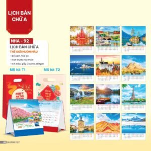 Lịch Bàn Chữ A 2027 NHA Mẫu NHA92 - Thế Giới Muôn Màu (17 x 19cm) Quà Tết Gia Đình Sum Vầy Ý Nghĩa in logo doanh nghiệp quà tặng Tết tại Quà Tặng Gia Dụng VN