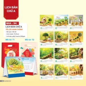 Lịch Bàn Chữ A 2027 NHA Mẫu NHA94 (17 x 19cm) Quà Tết Gia Đình Sum Vầy Ý Nghĩa in logo doanh nghiệp quà tặng Tết tại Quà Tặng Gia Dụng VN