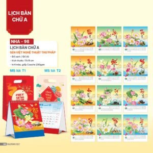 Lịch Bàn Chữ A 2027 NHA Mẫu NHA98 (17 x 19cm) Quà Tết Gia Đình Sum Vầy Ý Nghĩa in logo doanh nghiệp quà tặng Tết tại Quà Tặng Gia Dụng VN