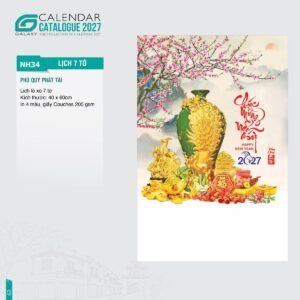 Lịch Treo Tường Lò Xo 7 Tờ 2027 NH Mẫu NH34 (40 x 60cm) Quà Tết Gia Đình Sum Vầy Ý Nghĩa in logo doanh nghiệp quà tặng Tết tại Quà Tặng Gia Dụng VN