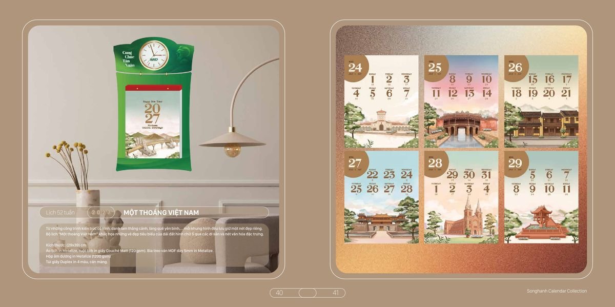Lịch Bloc Cao Cấp Song Hạnh 2027 SH15 Quà Tết Gia Đình Sum Vầy Ý Nghĩa
