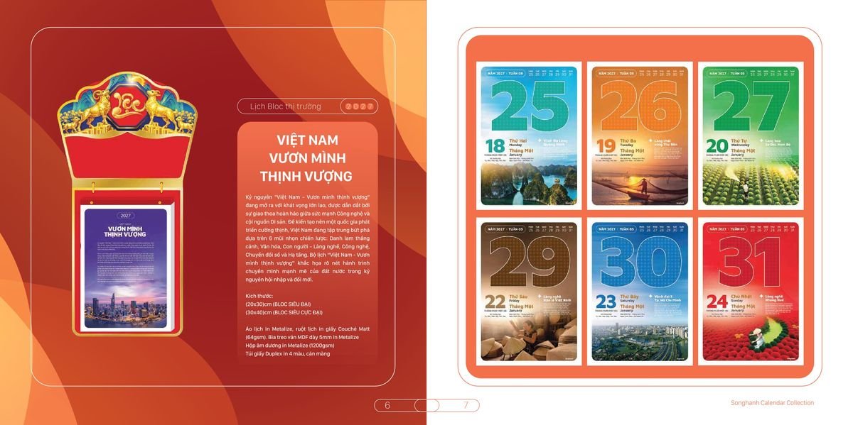 Lịch Bloc Cao Cấp Song Hạnh 2027 SH46 Quà Tết Gia Đình Sum Vầy Ý Nghĩa