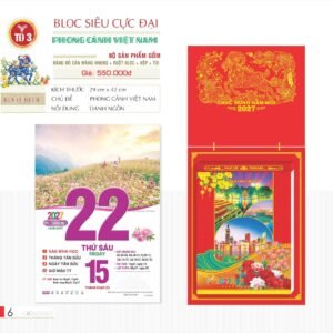 Lịch Bloc Siêu Cực Đại 2027 TD Mẫu TD3 (38 x 53 cm) Quà Tết Gia Đình Sum Vầy Ý Nghĩa in logo doanh nghiệp quà tặng Tết tại Quà Tặng Gia Dụng VN