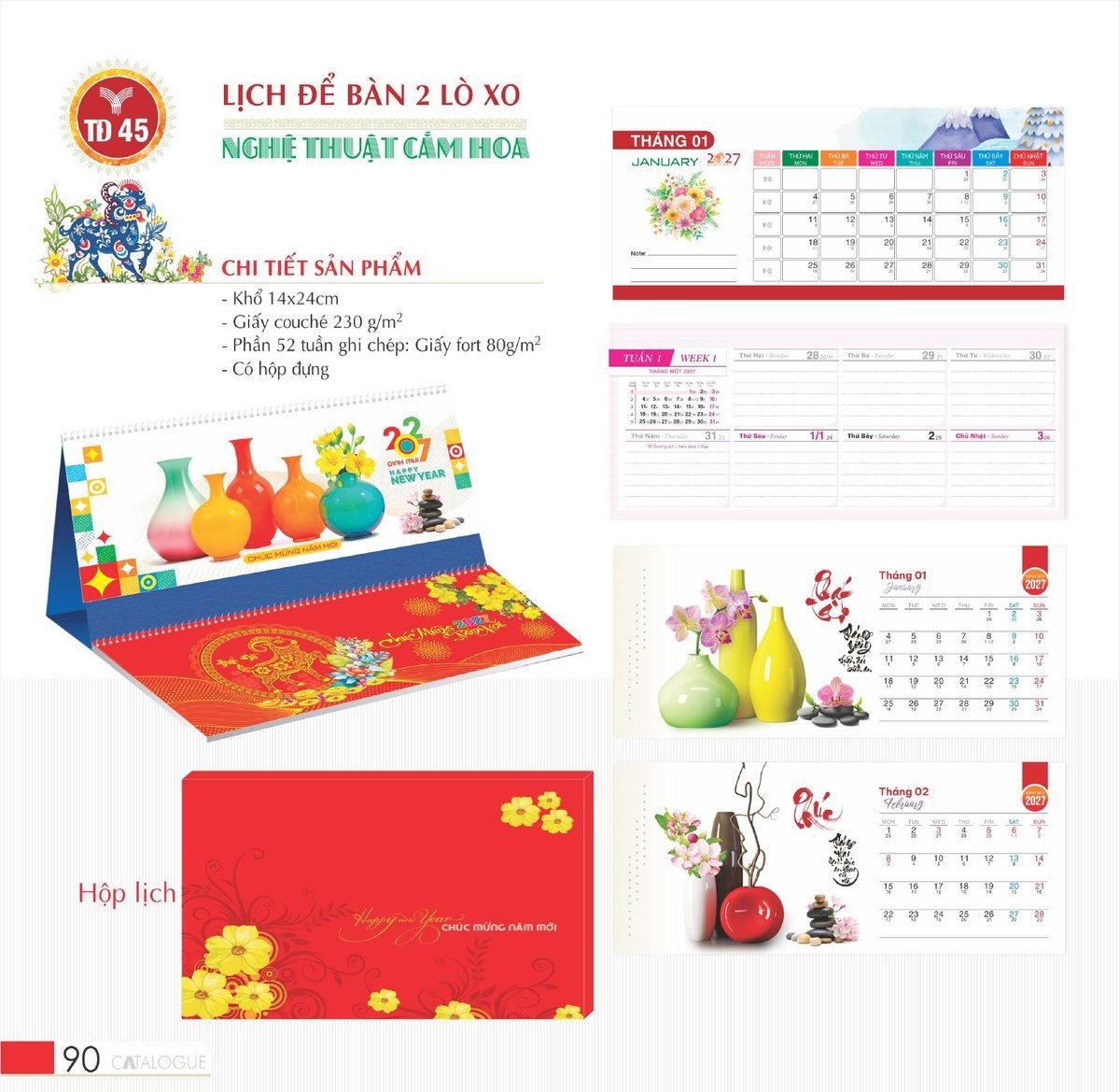 Lịch Để Bàn 2027 TD Mẫu TD45 (14 x 24cm) Quà Tết Gia Đình Sum Vầy Ý Nghĩa Lịch Để Bàn 2027 TD Mẫu TD45 (14 x 24cm) Quà Tết Gia Đình Sum Vầy Ý Nghĩa in logo doanh nghiệp quà tặng Tết tại Quà Tặng Gia Dụng VN