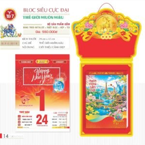Lịch Bloc Siêu Cực Đại 2027 TD Mẫu TD7 (38 x 53 cm) Quà Tết Gia Đình Sum Vầy Ý Nghĩa in logo doanh nghiệp quà tặng Tết tại Quà Tặng Gia Dụng VN
