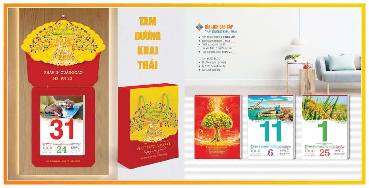 Bìa Lịch Treo Gắn Bloc Tân Phương Nam TPNBIA02 Quà Tết Gia Đình Sum Vầy Ý Nghĩa