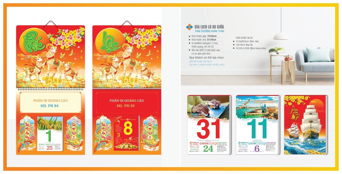 Bìa Lịch Treo Gắn Bloc Tân Phương Nam TPNBIA05 Quà Tết Gia Đình Sum Vầy Ý Nghĩa