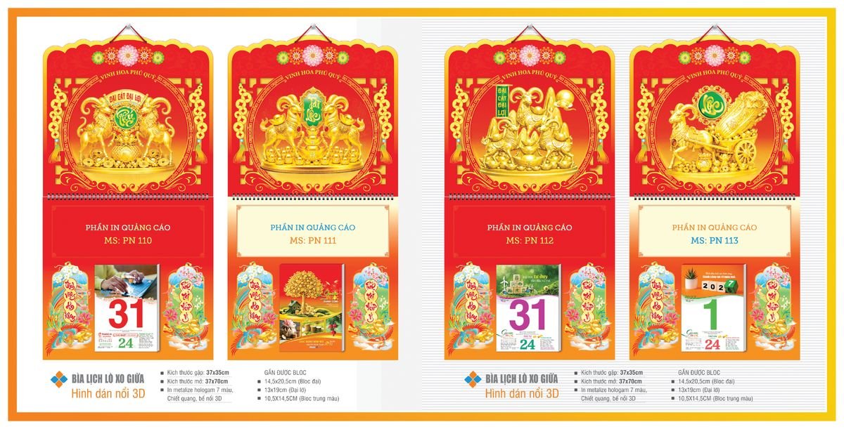 Bìa Lịch Treo Gắn Bloc Tân Phương Nam TPNBIA15 Quà Tết Gia Đình Sum Vầy Ý Nghĩa