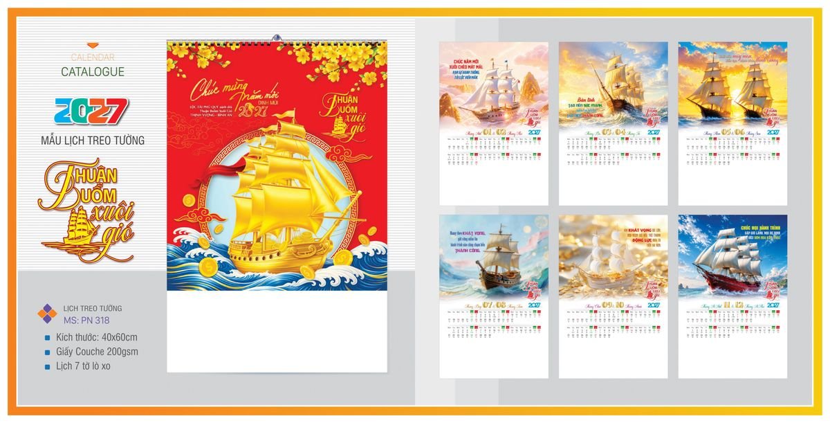 Lịch 7 Tờ Lò Xo TPNLX08 Quà Tết Gia Đình Sum Vầy Ý Nghĩa